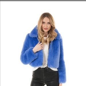 Donna slayers fabulous furs blue faux fur jacket s